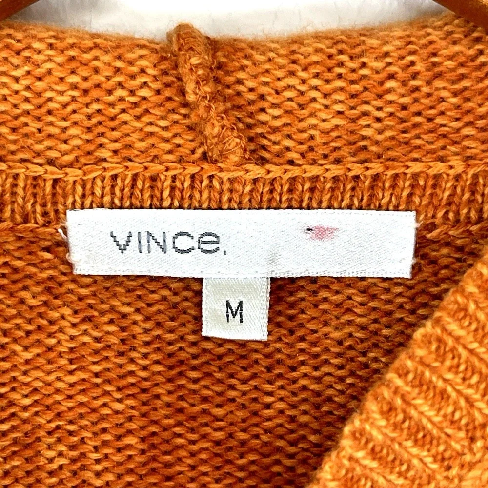 NWT Vince Womens 100% Cashmere Sweater Hoodie‎ Size M Orange Lightweight READ